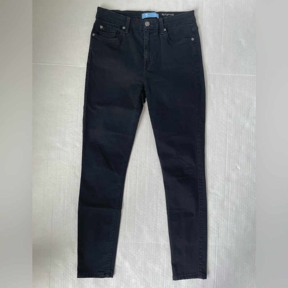 7 for all Mankind Black High Waist Skinny Jeans 27 b(air) Minimalist Modern Edgy - Picture 2 of 8